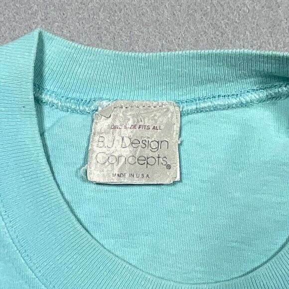 Vintage 80s Florida Beach Club Shirt Dress One Size Aqua Blue Cover‎ Up USA Made - Picture 7 of 10